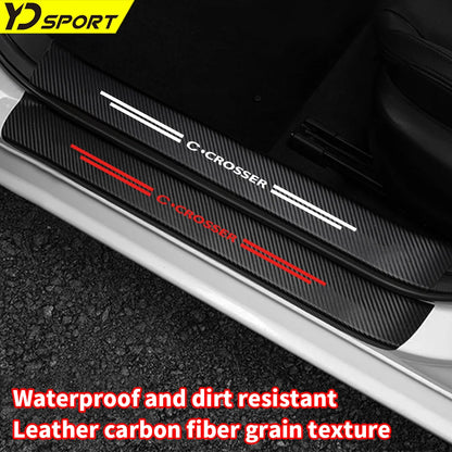 Carbon Fiber Car Door Threshold Sill Protector Trunk Anti Scratch Sickers For Citroen C CROSSER Waterproof Decal Accessories