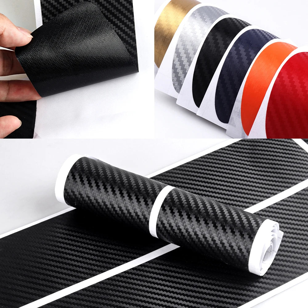 4pcs Carbon Fiber Car Door Sill Protector Film Auto Threshold Stickers For Skoda Yeti Fabia Octavia 3 2 a5 a7 Kodiaq Karoq Rapid