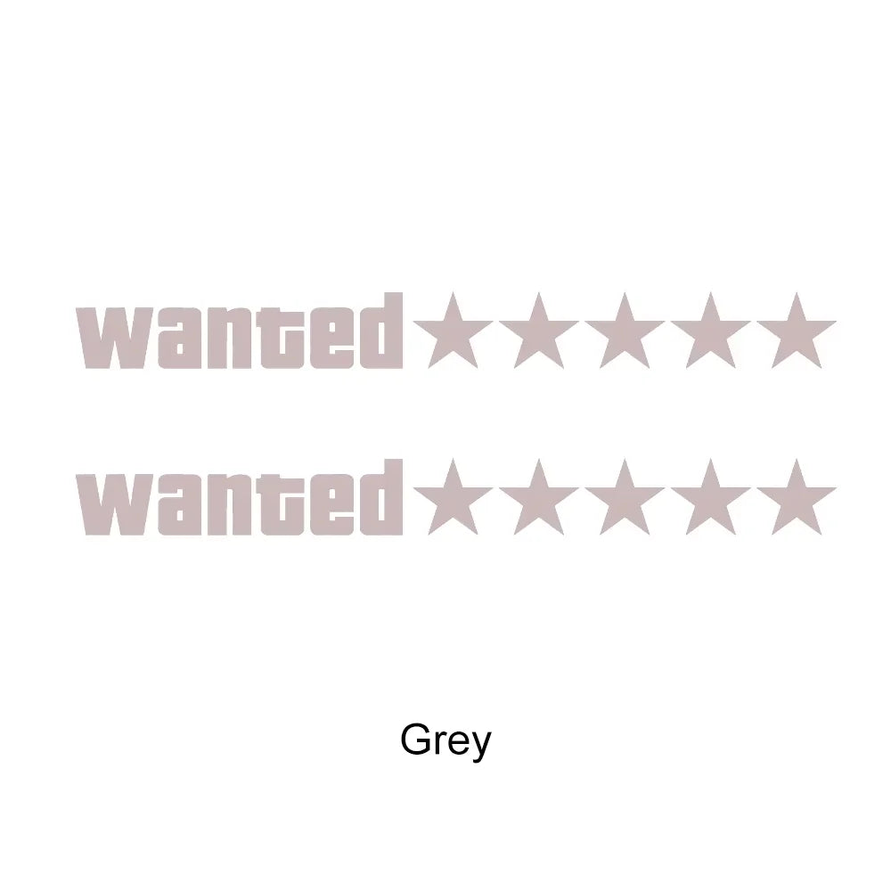 2pcs Car Stickers Waterproof Wanted Five Star Wanted Decal Reflective Sticker Auto Door Window Bumper Decoration Accessories