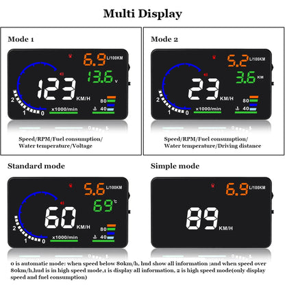 A8 HUD OBD2 EOBD Car Head Up Display Speedometer Water Temperature Fuel Consumption Windshield Projector HUD Display Bracket