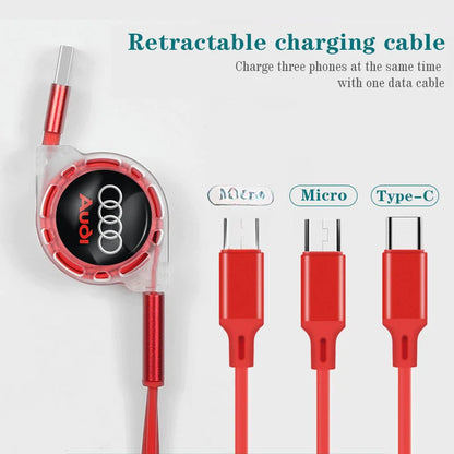 For Audi Sline A1 A3 A4 A5 A6 A7 A8 Q2 Q3 Q5 Q7 Q8 TT S1 S3 RS5 RS6 Car Interior 3 In 1 Fast Charger USB Data Cable Accessory