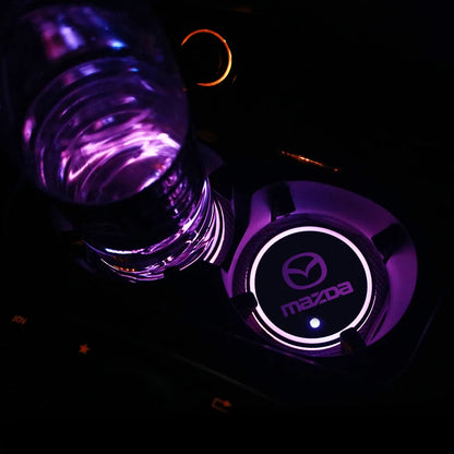 2PCS Luminous Water Coaster Water Cup Mat Non-Slip Mat For Mazda 2 3 5 6 7 Axela Atenza Speed Demio MPS Miata RX7 RX8 626 BM BL