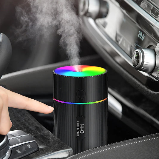 Car Air Humidifier Mini Portable Air Freshener with LED Night Light 2 Modes USB Oil Diffuser for Home Car Interior Accessories