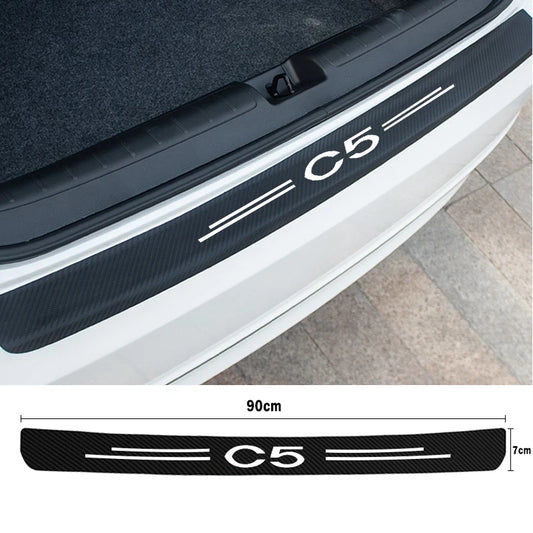 Car Rear Trunk Door Bumper Guard Plate Protector Strip for Citroen C5 Carbon Fiber Leather Anti-Scratch Bar Sticker Accessories