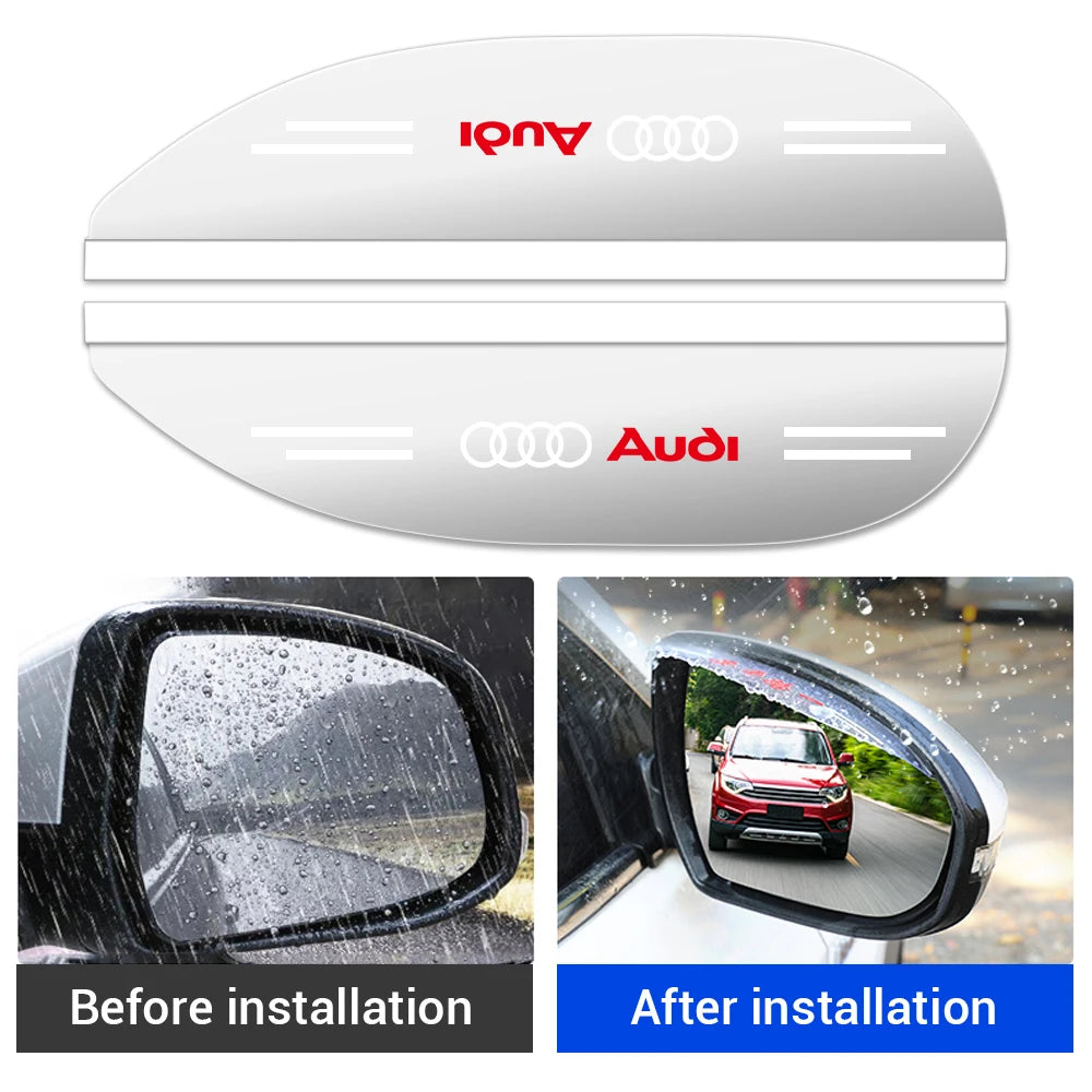 2pcs Car Rain Eyebrow Shield Car Badge Side Rear View Mirror Visor For Audi Sline A4 A5 A7 S4 RS4 A6 TT A1 A2 A3 Q1 Q2 Q3 Q5 Q8