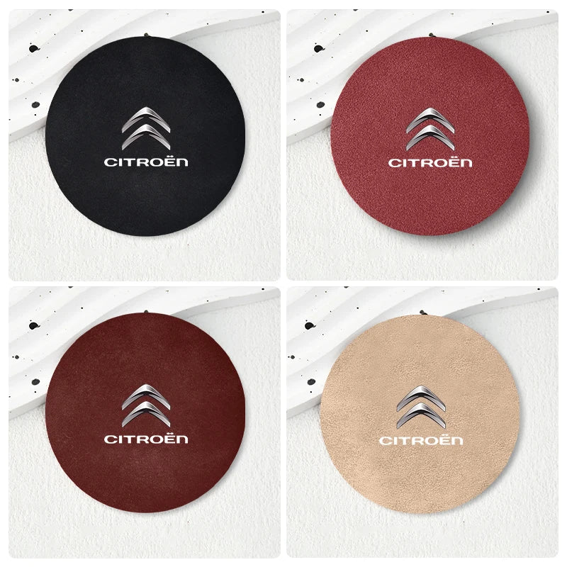 2Pcs Car Interior Water Cup Mat Leather Coasters Pad For Citroen C4 C3 C5 C1 C2 Berlingo Celysee Cactus Picasso Aircross Saxo Gr