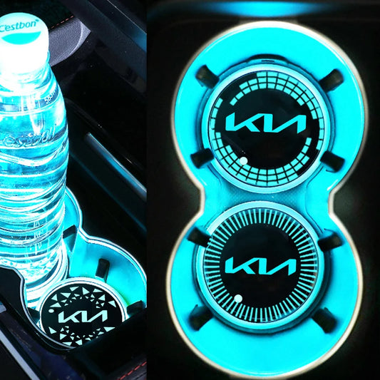 LED Car Non-Slip Water Cup Coaster Pad for KIA K2 K3 K4 K5 KX7 Sportage Picanto Sorento Rio Soul Ceed Forte Auto Accessories