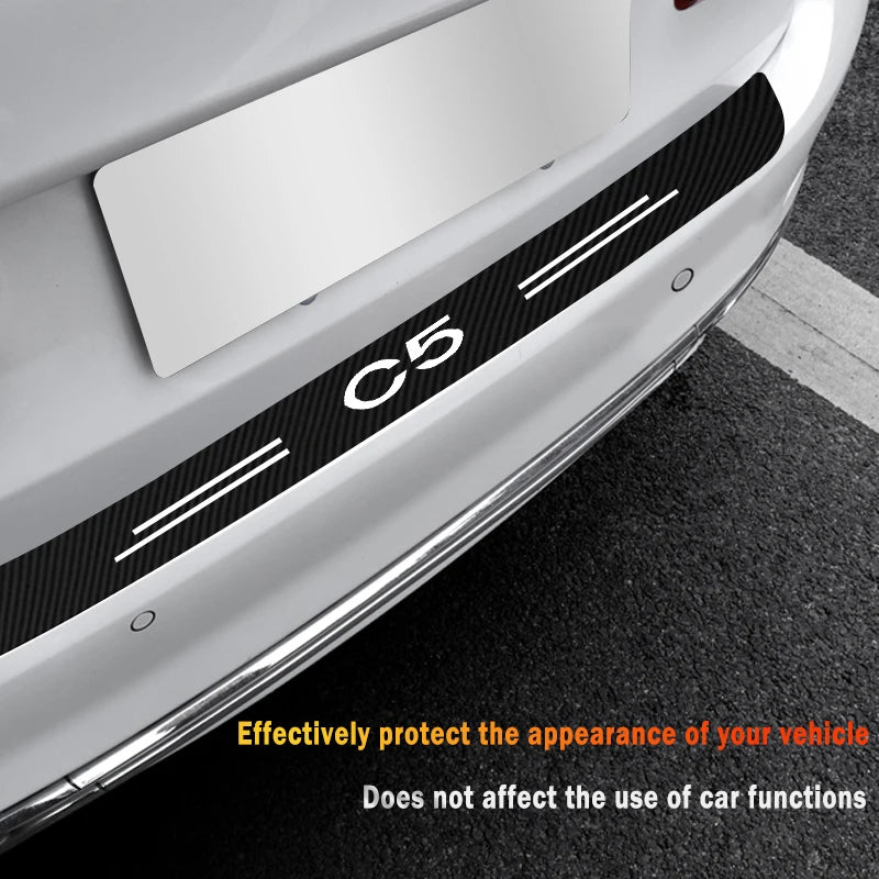 Car Rear Trunk Door Bumper Guard Plate Protector Strip for Citroen C5 Carbon Fiber Leather Anti-Scratch Bar Sticker Accessories