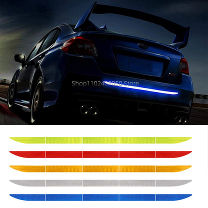 5Pcs Car Rear Bumper Reflective Decal Stickers Stripe Universal Auto Trunk Night Visibility Safety Warning Exterior Trim Sticker