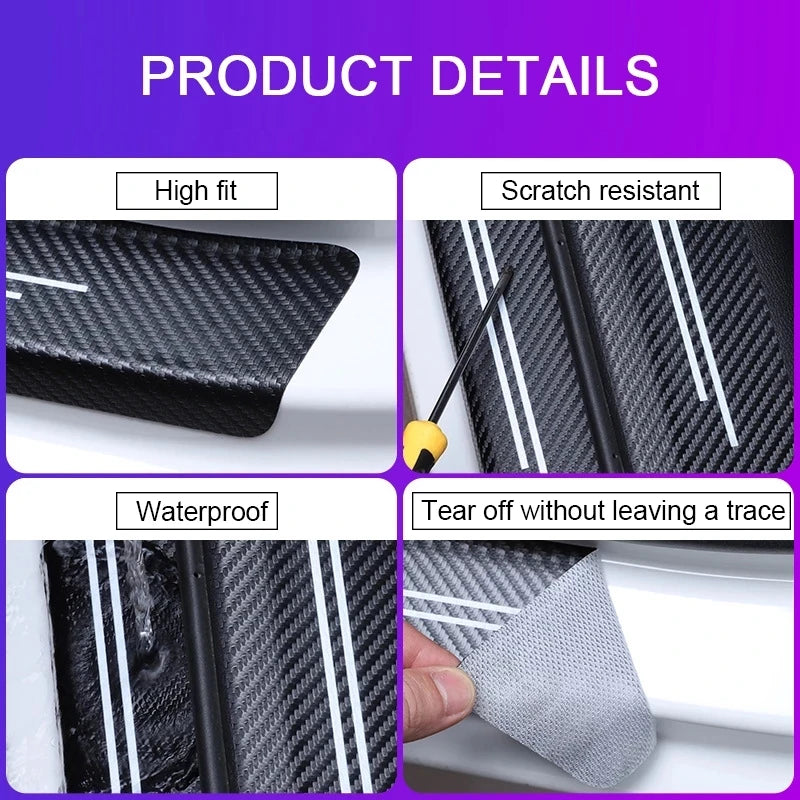 Carbon Fiber Car Sticker Strip auto Door Threshold Waterproof Tape for Peugeot Logo 108 406 407 408 206 207 208 306 307