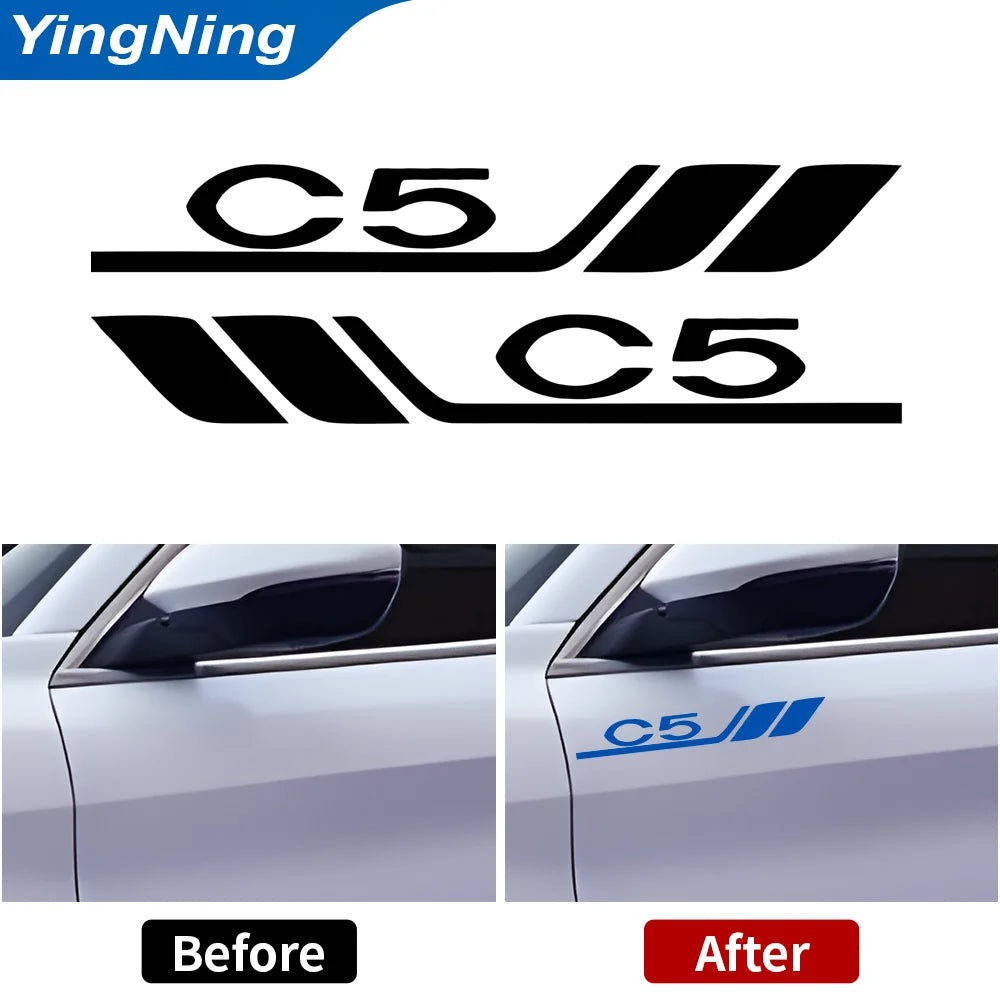 2Pcs Car Side Small Sticker Car Reflective Decorative Bumper Leaf Plate Door Vinyl Decal Sticker For Citroen C5 Auto Accessories