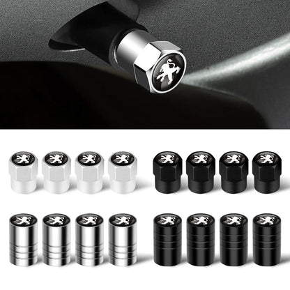 Car Styling 4pcs Metal Wheel Tire Valve Air Stem Cap Covers For Peugeot 206 207 208 306 307 308 508 106 107 108 2008 3008 5008