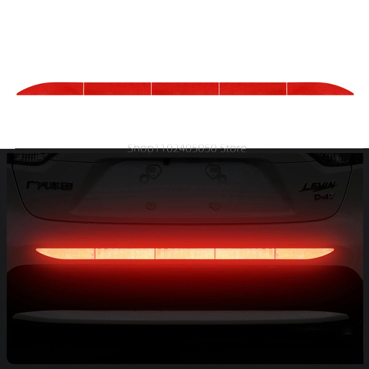 5Pcs Car Rear Bumper Reflective Decal Stickers Stripe Universal Auto Trunk Night Visibility Safety Warning Exterior Trim Sticker