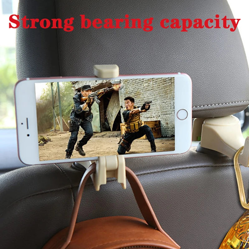 1PC Universal Car Headrest Hooks with Phone Holder Backseat for Phone Support Mobile Back Seat Kid Clip Stand Mount