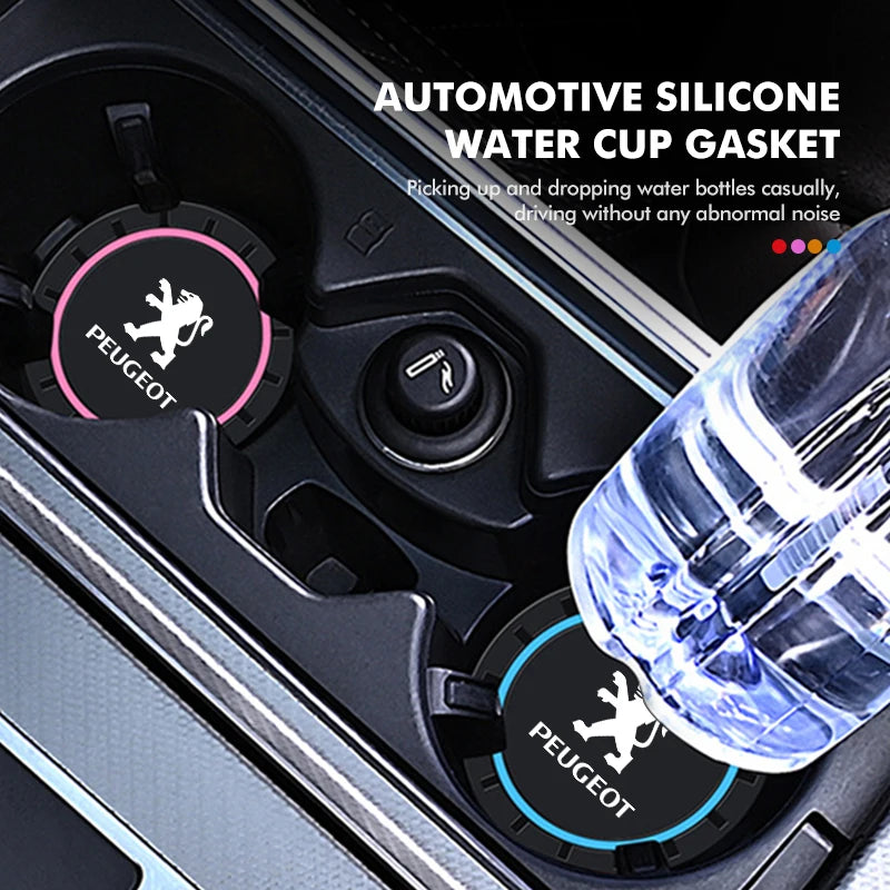 Car Coaster Non-Slip Water Cup Holder Anti-dust Mat Accessorie For Peugeot 2008 3008 307 308 206 207 208 407 508 5008 106 107