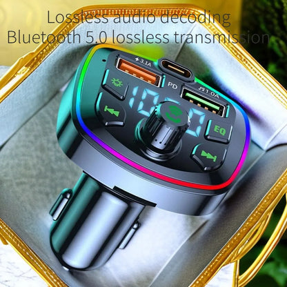 Q7 Bluetooth Car Charger Car FM Transmitter Bluetooth Hands Free Mp3 True 3.1A Dual USB Port PD Charging