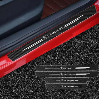 Carbon Fiber Car Sticker Strip auto Door Threshold Waterproof Tape for Peugeot Logo 108 406 407 408 206 207 208 306 307