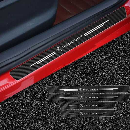 Carbon Fiber Car Sticker Strip auto Door Threshold Waterproof Tape for Peugeot Logo 108 406 407 408 206 207 208 306 307