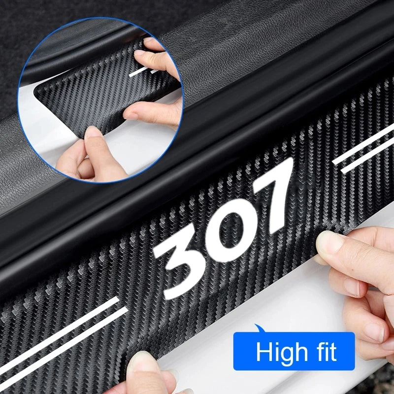 Luminous Pedal Guards Trunk Threshold Protective Decals Car Door Sill Trim Anti Kick Stickers for Peugeot 307 Logo Tape Decor