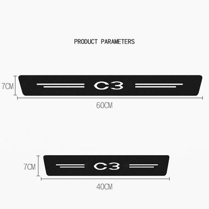 4Pcs Carbon Fiber Car Door Sill Protector Welcome Pedal Decoration Leather Stickers for Citroen C3 Auto Accessories