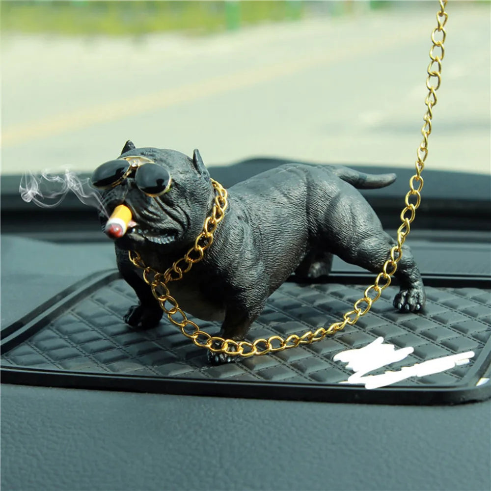 Wear-resistant Bulldog Car Ornaments Feel Comfortable Resin Material Car Dashboard Decoration Car Accessories Interior Decor