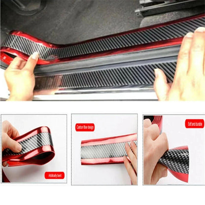 Car Stickers Anti Scratch Door Sill Protector Rubber Strip Carbon Fiber Car Threshold Protection Bumper Film Sticker Car Styling