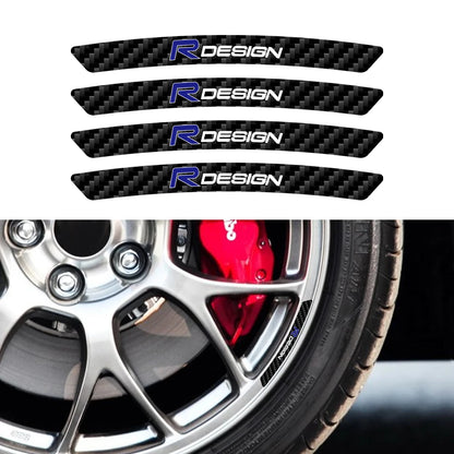 4pcs Carbon Fiber Car Badges Wheel Rims Badge Hub Stickers Decoratavit