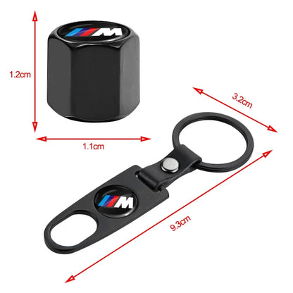 Car Tire Valve Cap Wheel Stem Cover with Wrench KeyChain For BMW M Performance M2 M3 M5 320 325 E28 E30 E34 E36 E39 E46 E52 E53